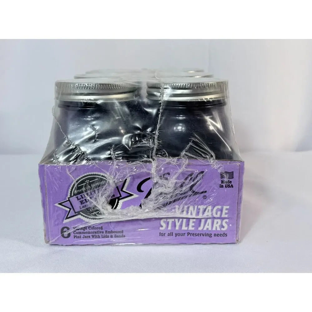 VTG Style Ball Perfect Mason Collector Edition Purple Jar SEALED Set of 6 PINT